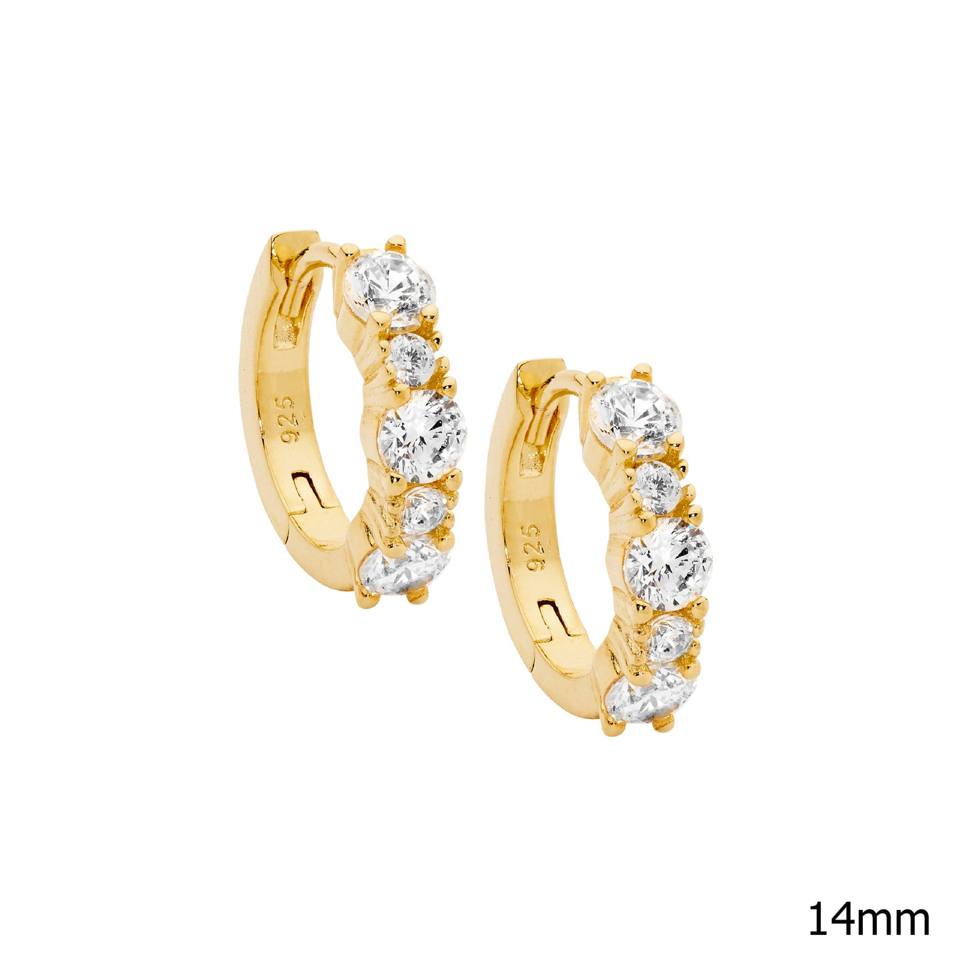 Cubic Zirconia Huggies- gold tone