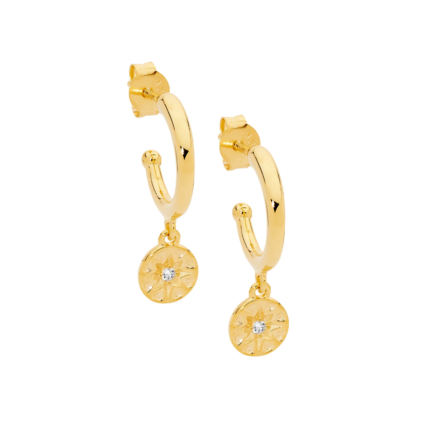 Star Disc Charm Earring - gold tone