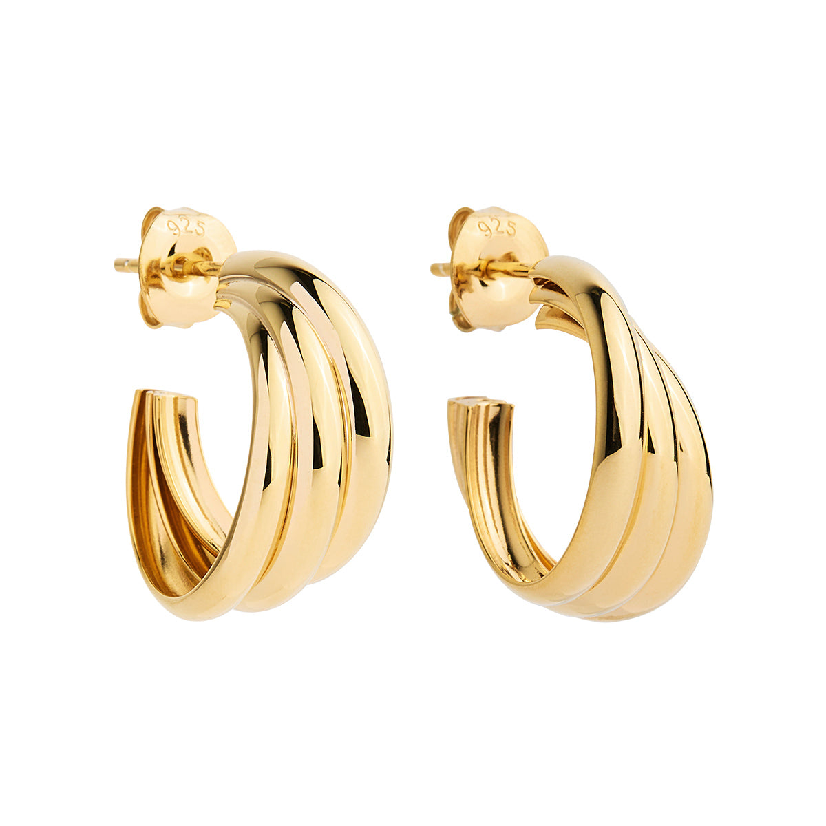 Ripple Yellow Gold Hoop Earrings