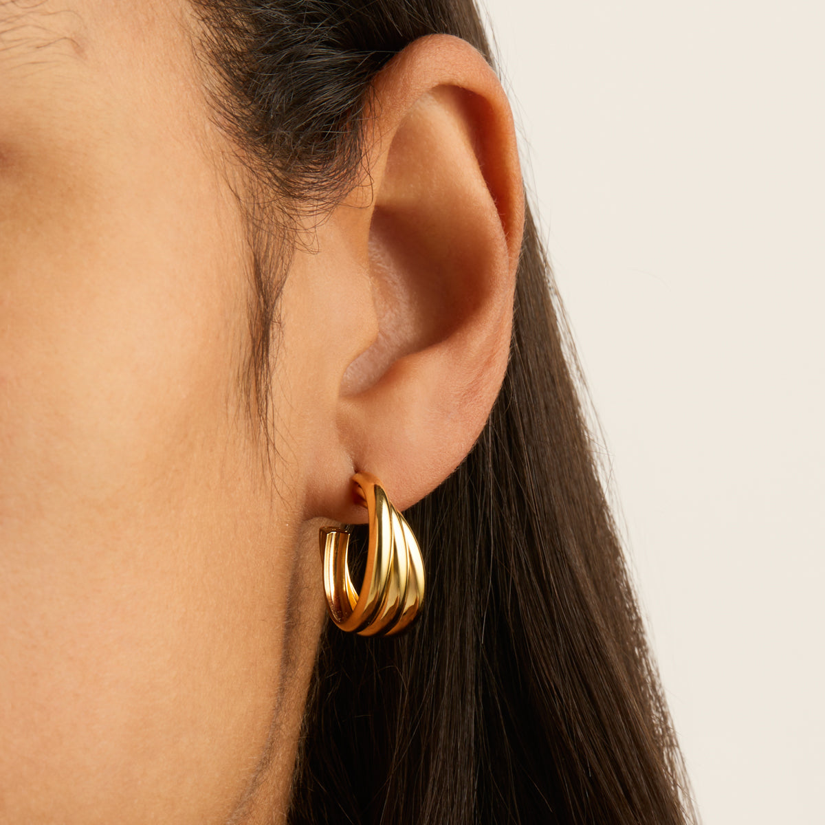 Ripple Yellow Gold Hoop Earrings