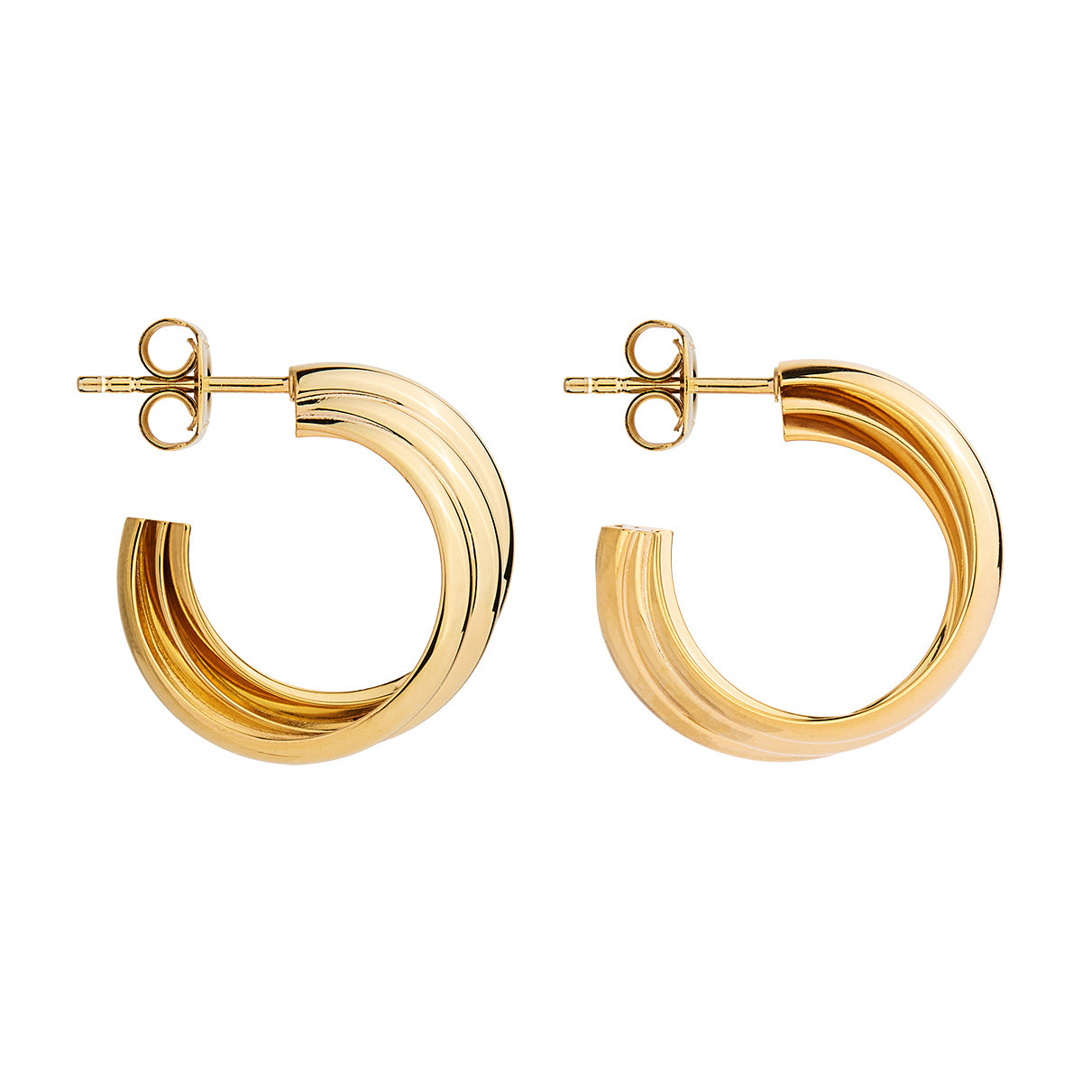 Ripple Yellow Gold Hoop Earrings