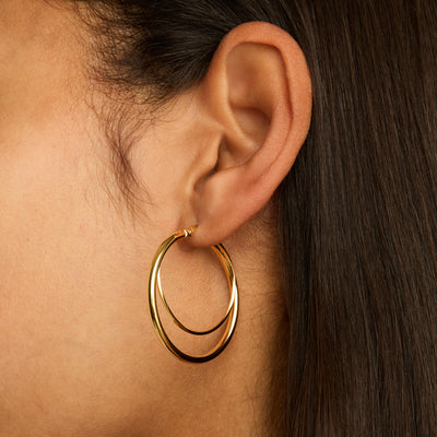 whirlpool Yellow Gold Double Hoop Earrings