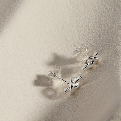 Natures Knot Silver Stud Earrings
