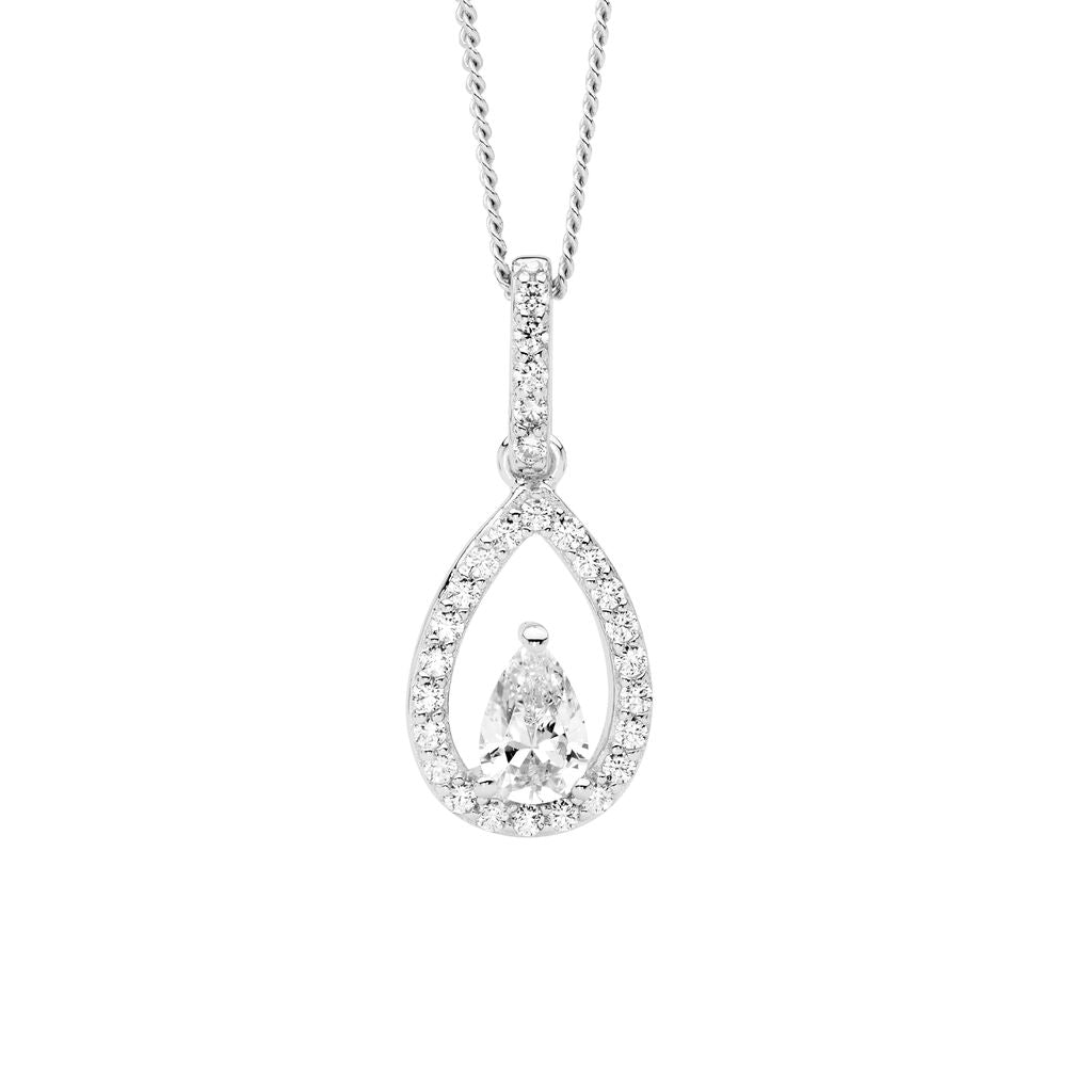 Ellani Elegant Drop Necklace - white