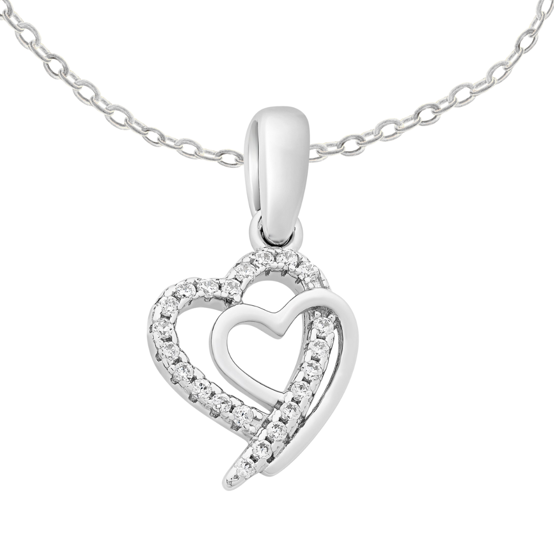 Silver Linked Hearts Necklet