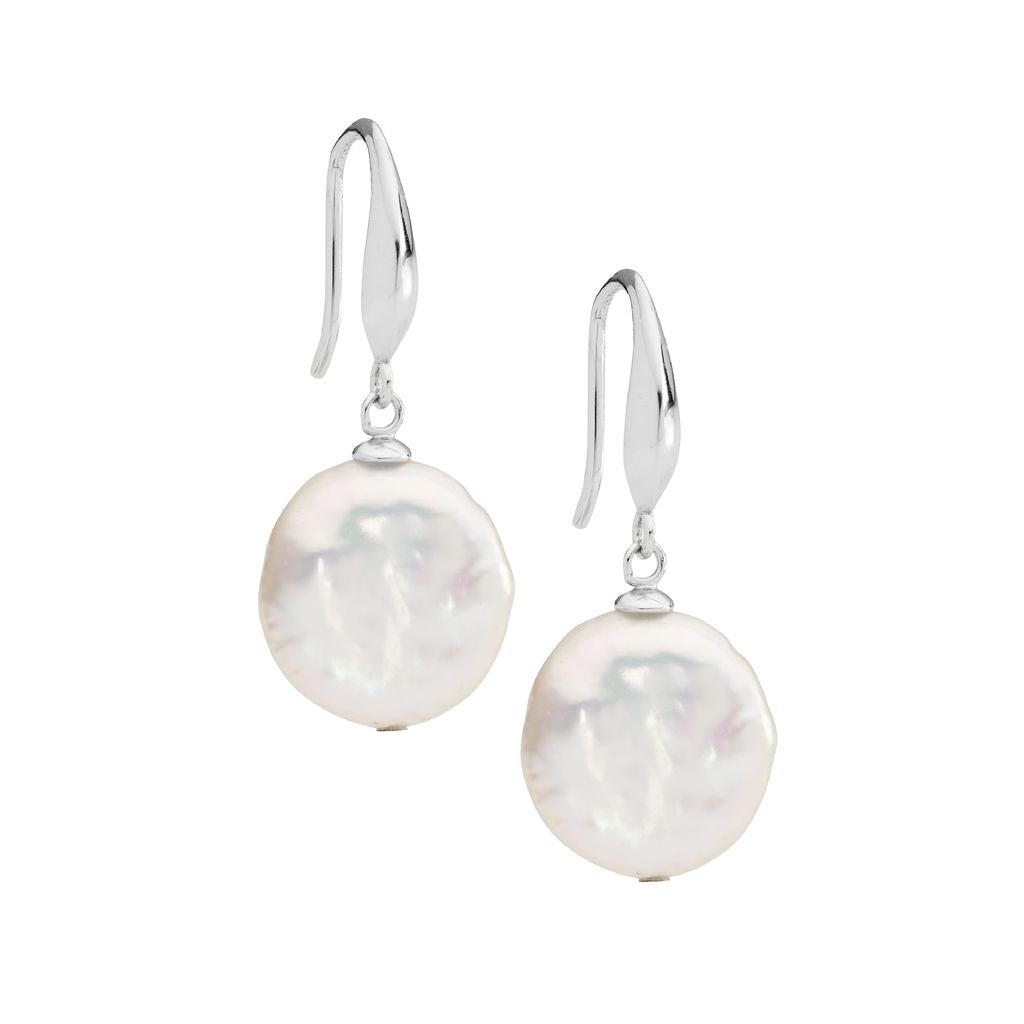 Ellani Coin Pearl Earrings