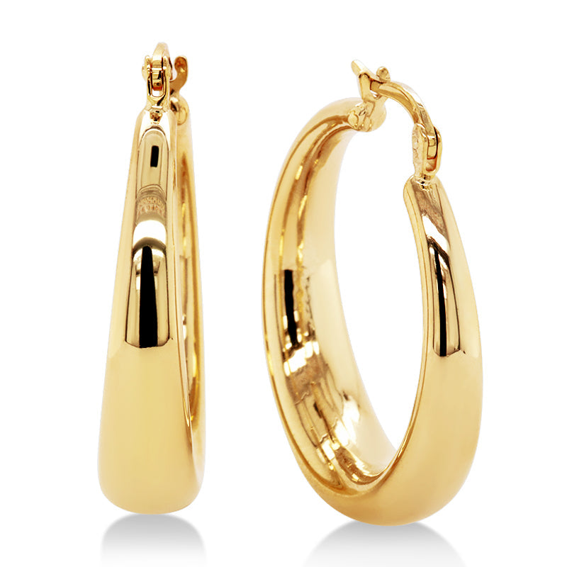 9K Yellow Gold & Silver Bonded Hoop Earrings