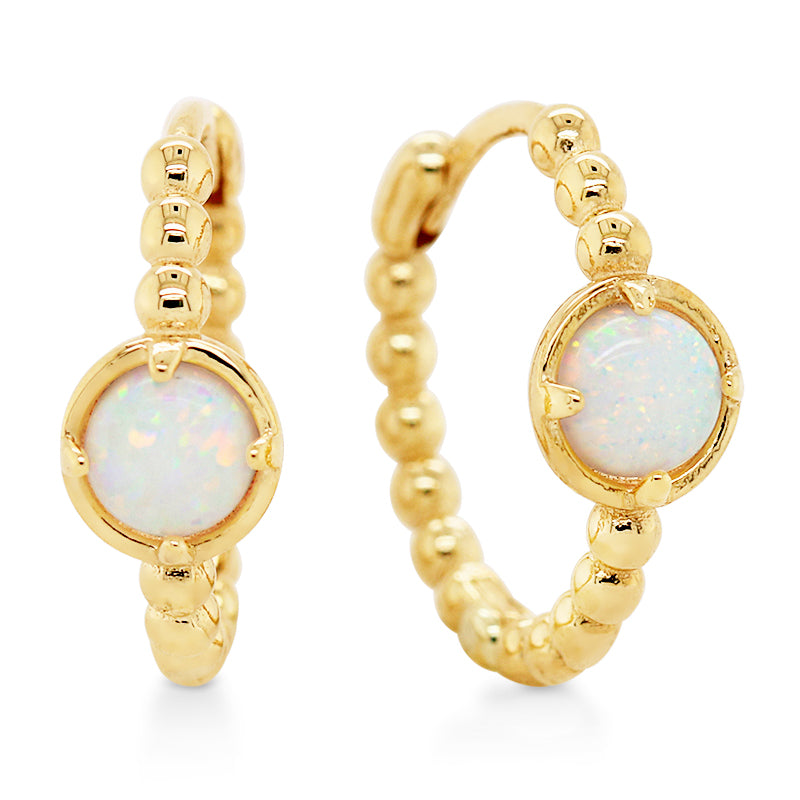 9K Created Opal Huggy Earring