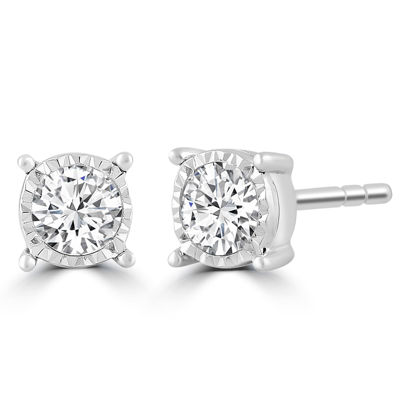 Stud Earrings with 0.25ct Diamond In 9K White Gold