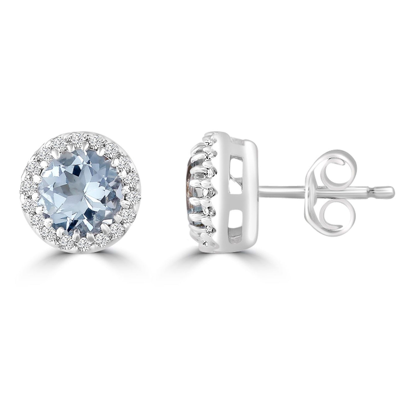 Aquamarine and Diamond Stud Earrings