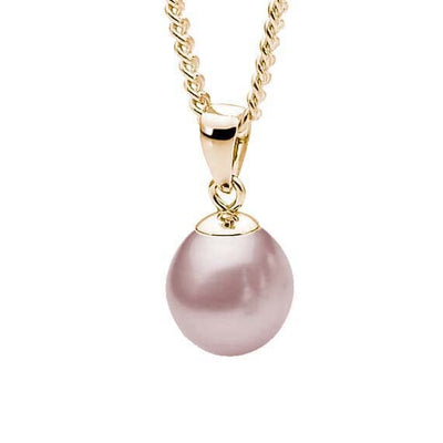 Gold pink drop freshwater pendant