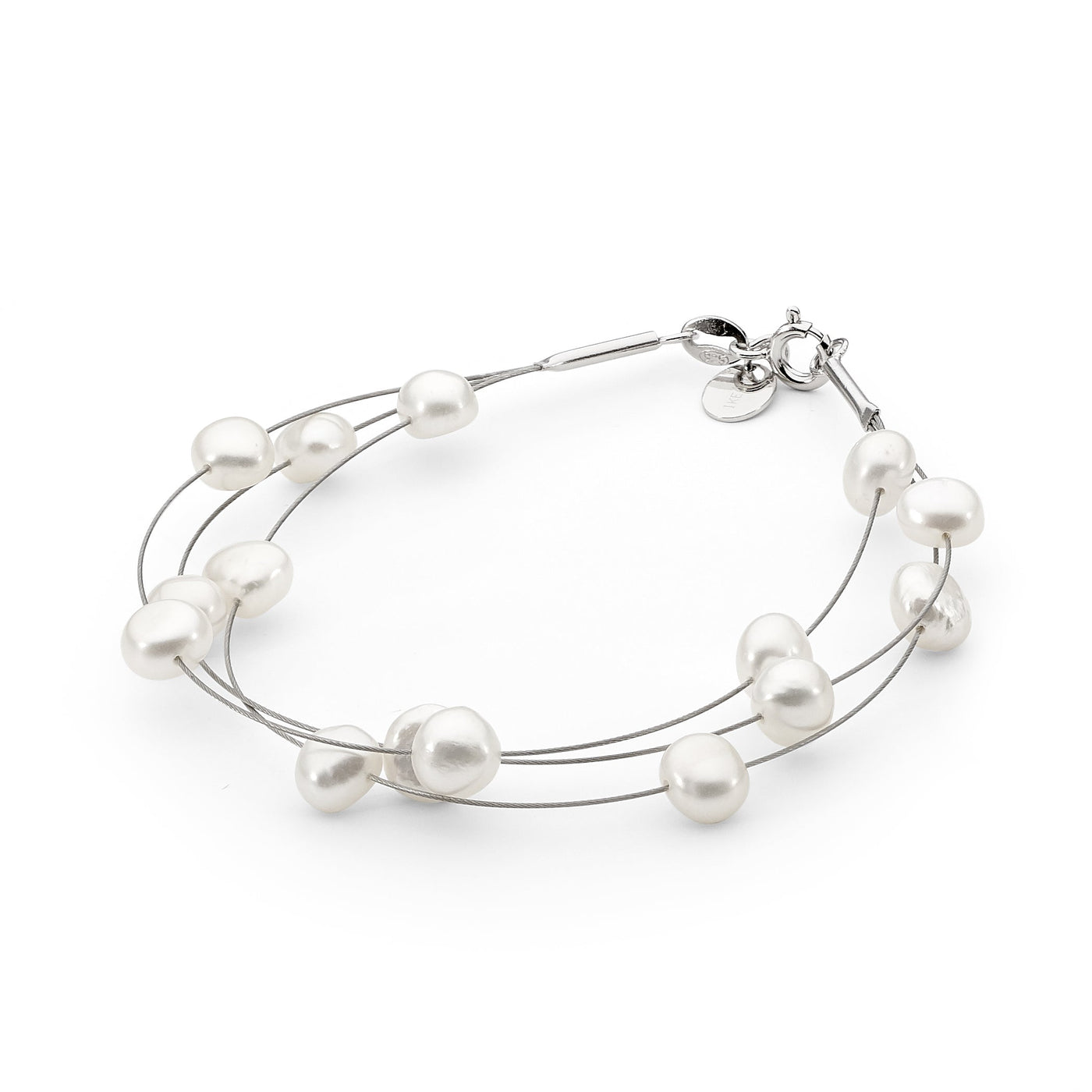Keshi Freshwater Pearl Sterling Silver Wire Bracelet