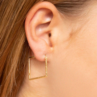 Gold Square Cut Hoops