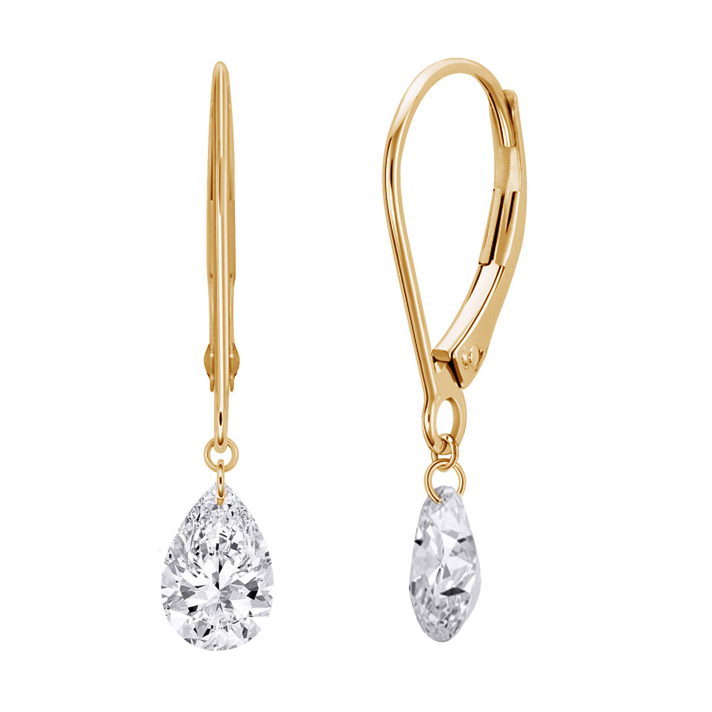 10K Yellow Gold Dancing Diamond Earring