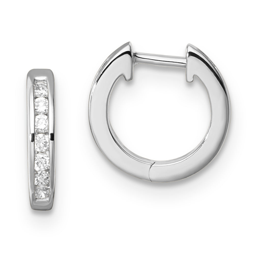 9K White Gold Round Lab Grown Diamond Huggies