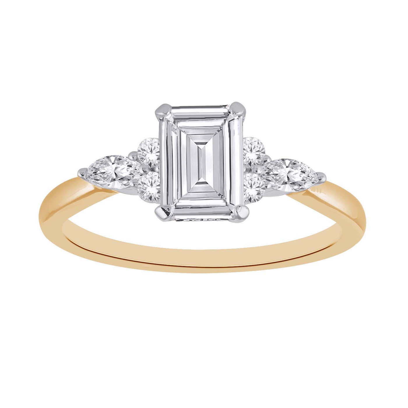 10K Emerald Cut Engagement Ring