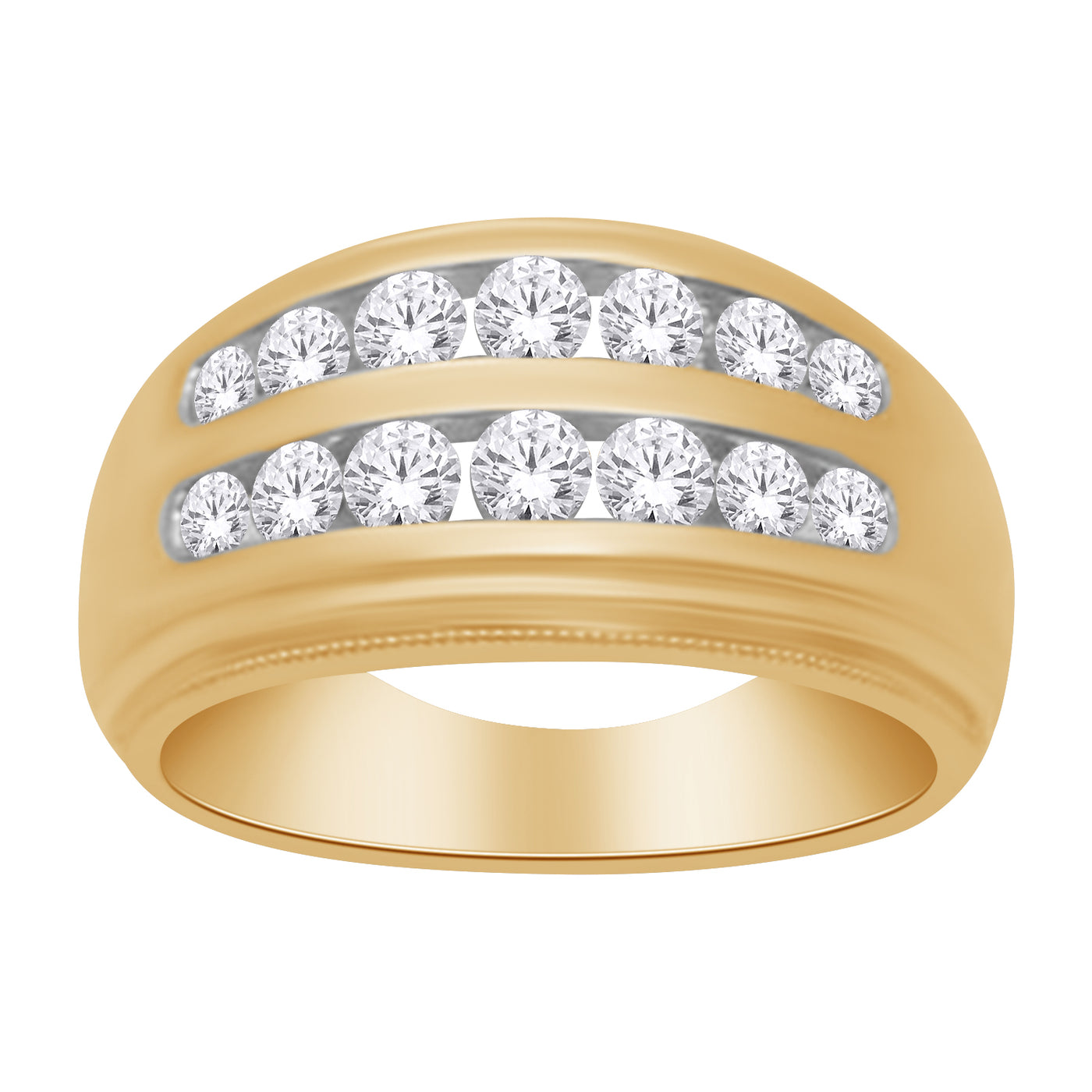 10K Diamond Double Row Ring
