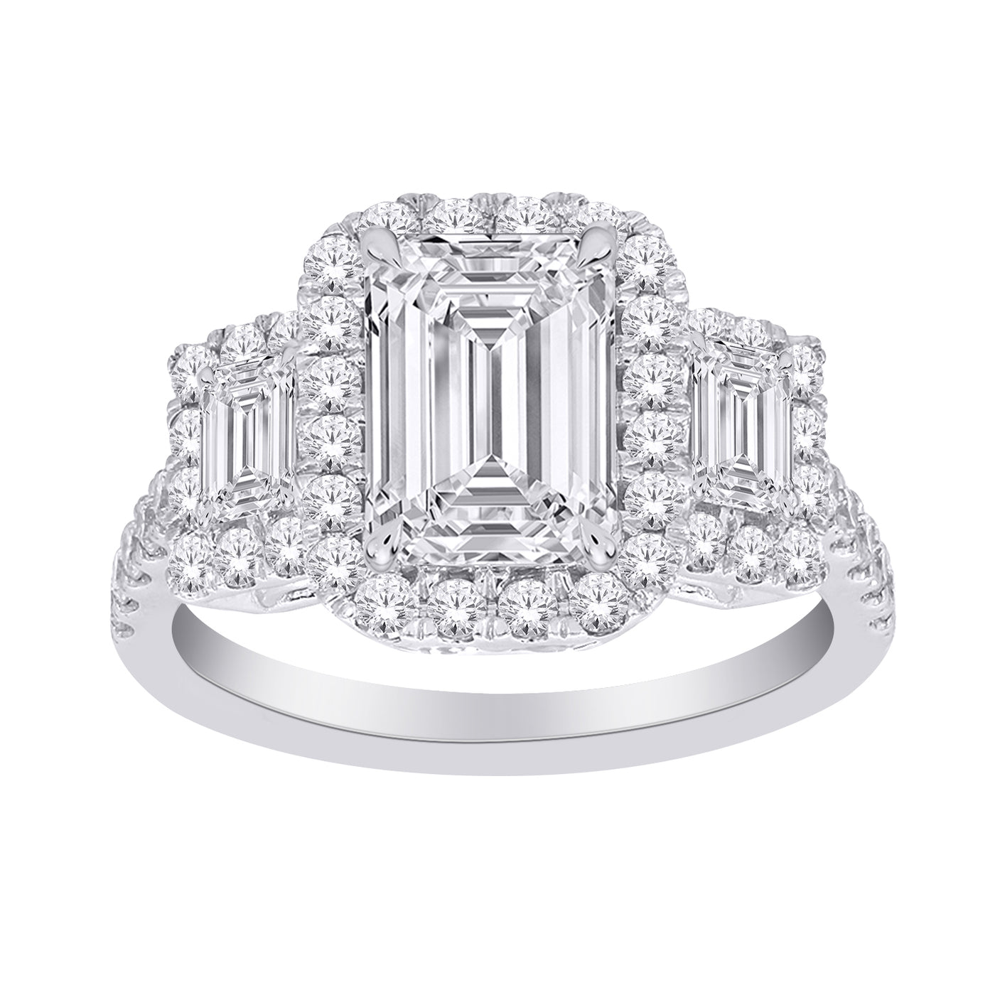 14K Lab Grown 3 carat Trilogy Ring