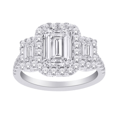 14K Lab Grown 3 carat Trilogy Ring