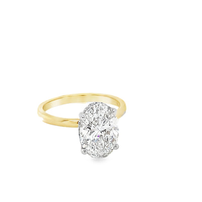 14k 3carat Oval Lab-Grown Solitaire Ring