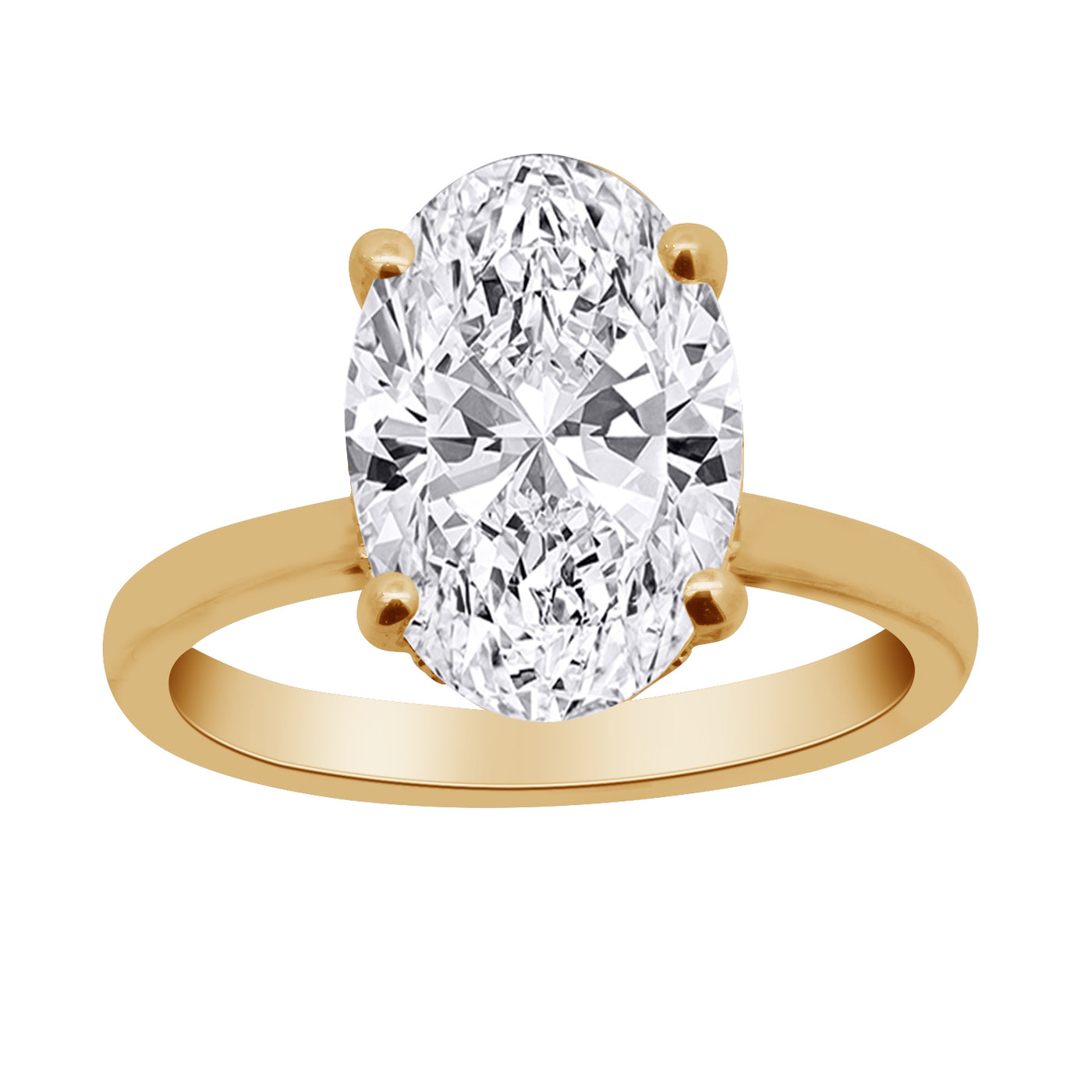 14k 3carat Oval Lab-Grown Solitaire Ring