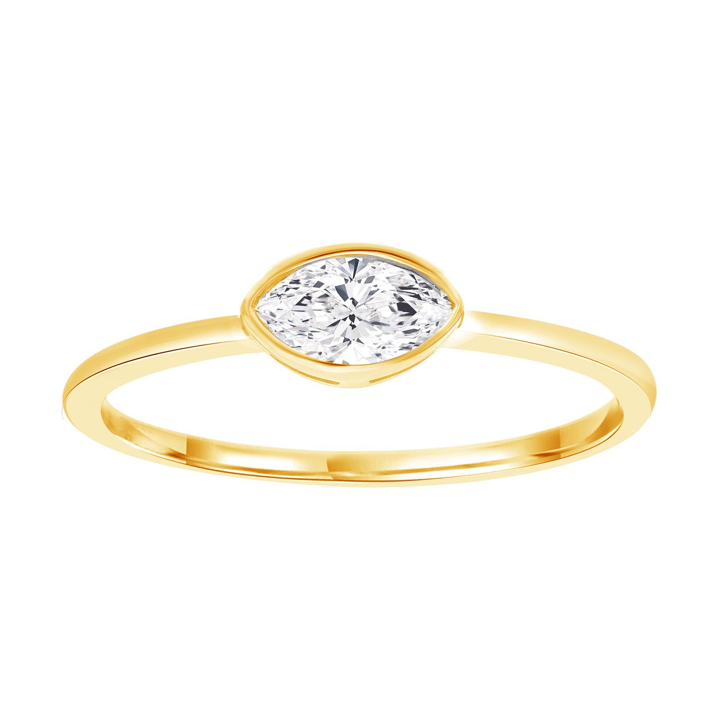 9K Yellow Gold Marquise Lab Grown Diamond Solitaire Ring
