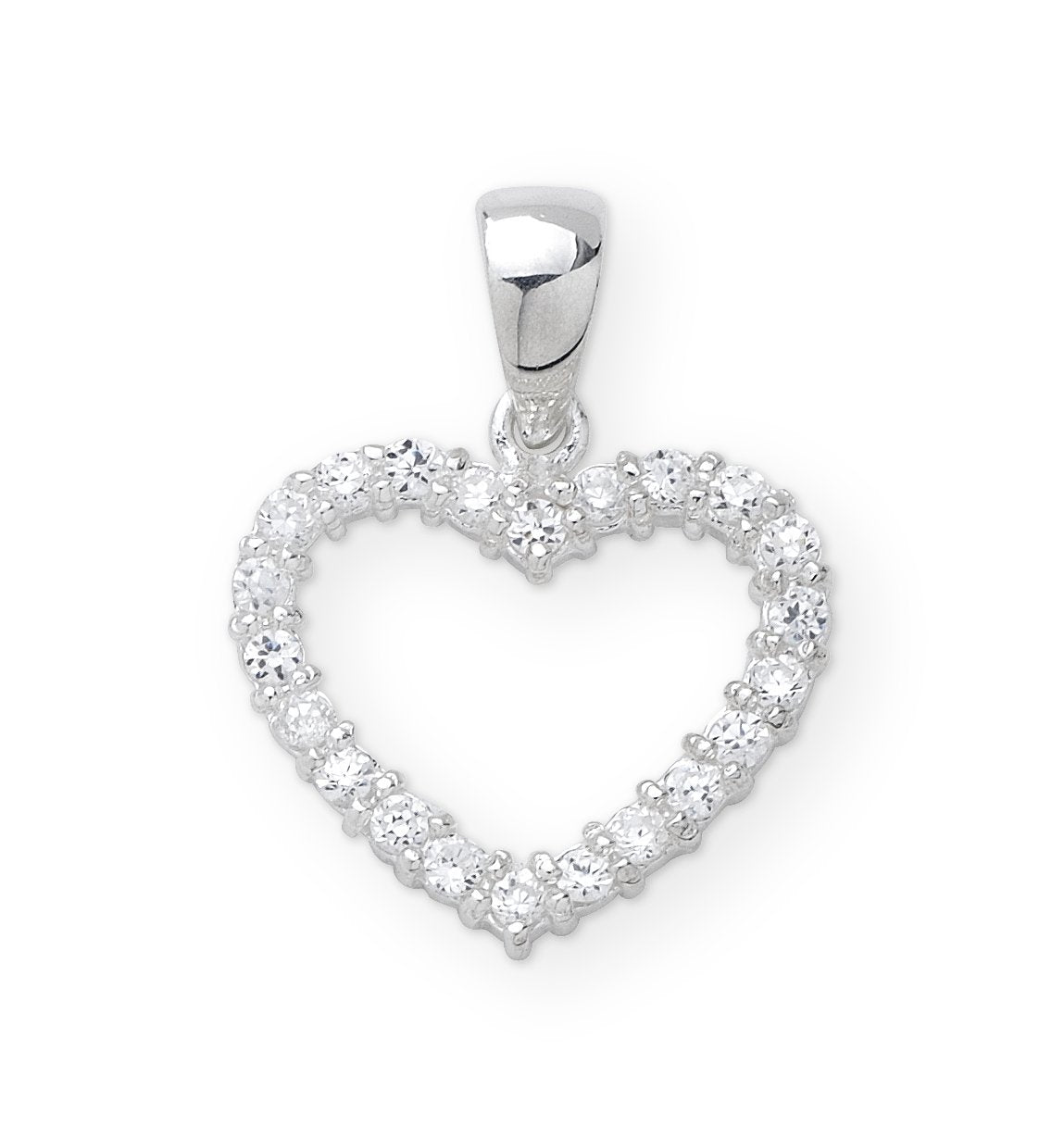 Silver Cubic Zirconia Heart Pendant