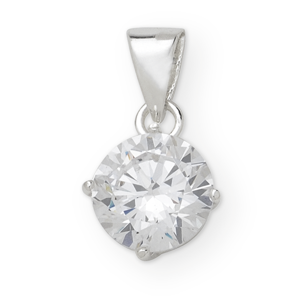 Silver Solitaire Pendant