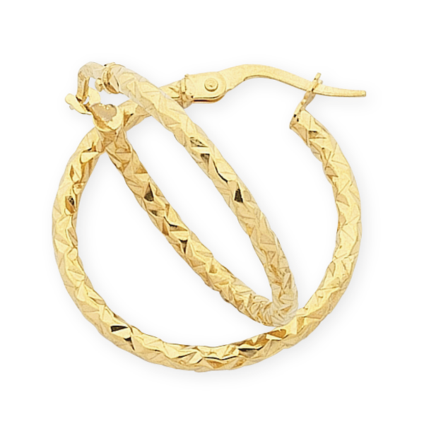 9k Yellow Gold silver filled Texture Hoop