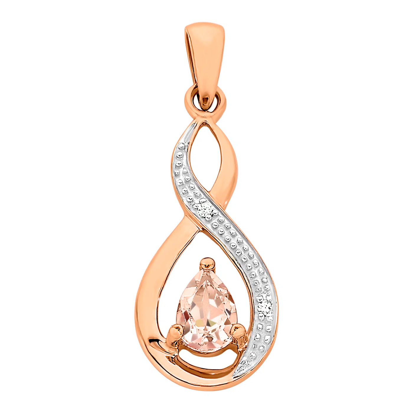 9ct Rosegold Morganite & Diamond Pendant