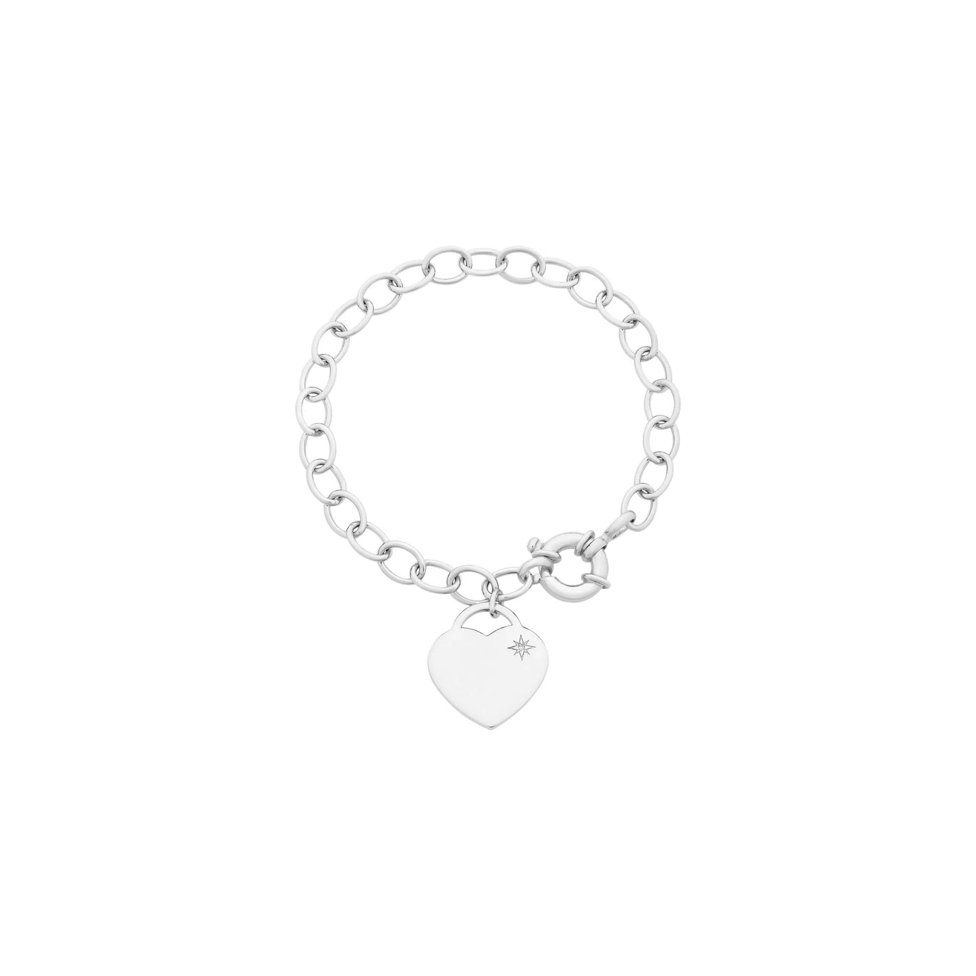 Sterling Silver Diamond Heart Bracelet