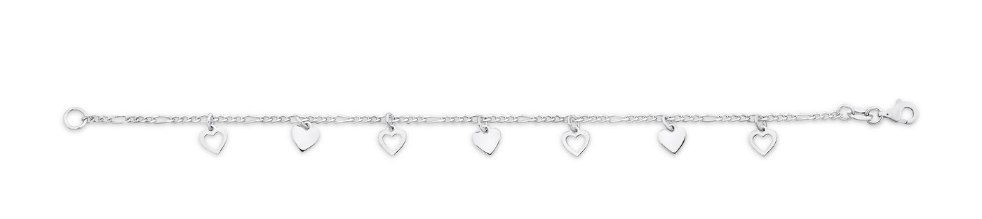 Sterling Silver Heart Charm Bracelet