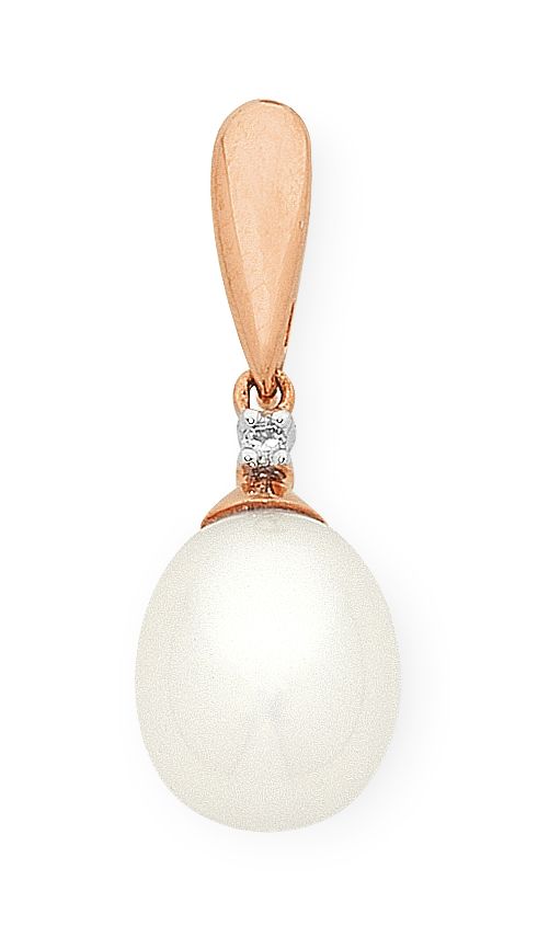 9KRose Gold Pearl Pendant