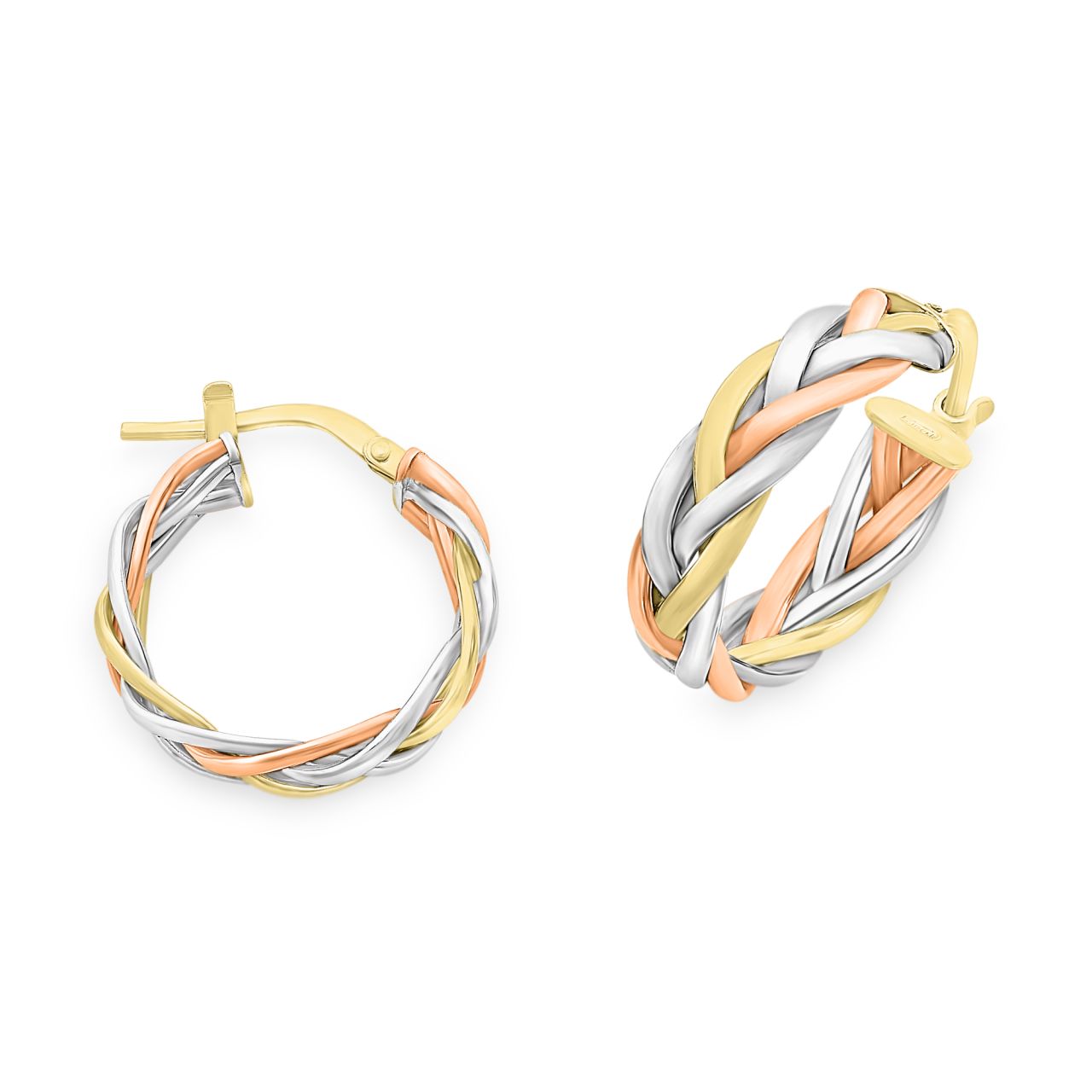 9K TRI-GOLD SILVER FILLED WEAVE HOOP