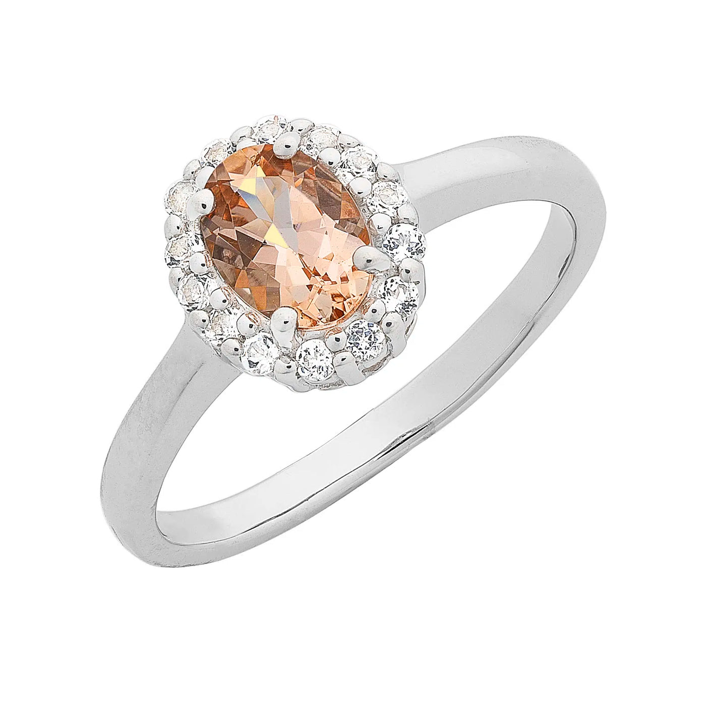 Silver Morganite & White Topaz Ring