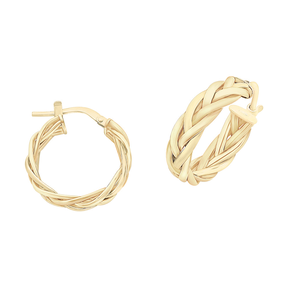 9k Yellow Gold Silver Filled Braided Hoop