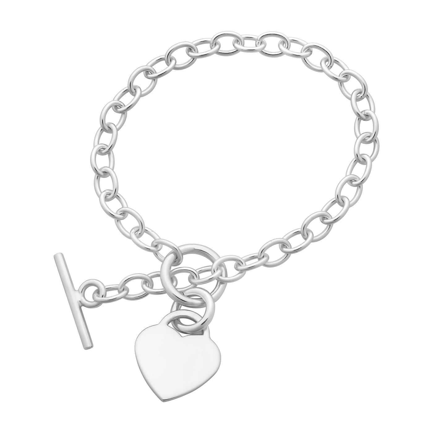 Silver Heart T-Bar Bracelet