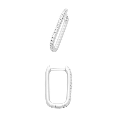 Silver Paperclip Zirconia Earring