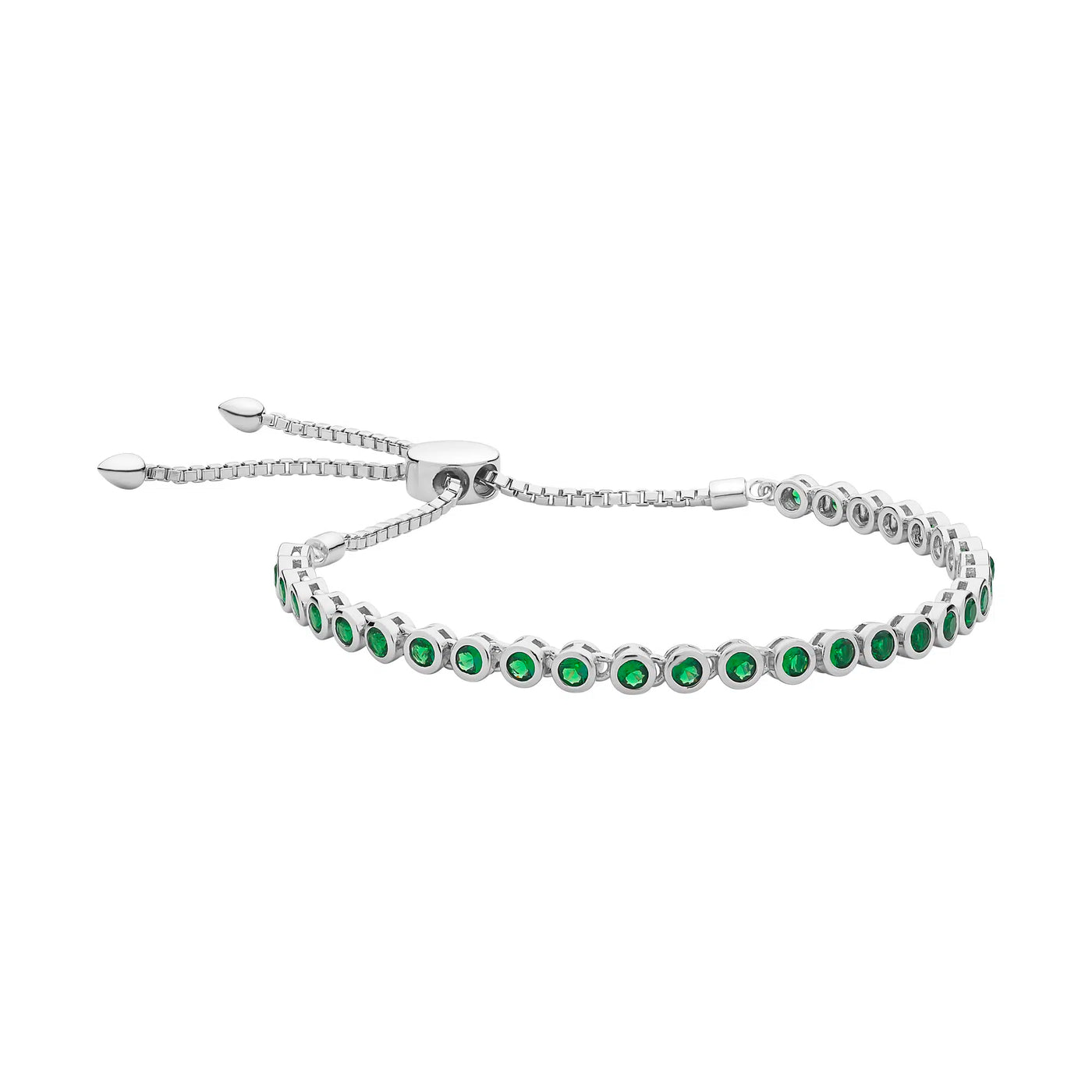 Silver Friendship Bracelet - green