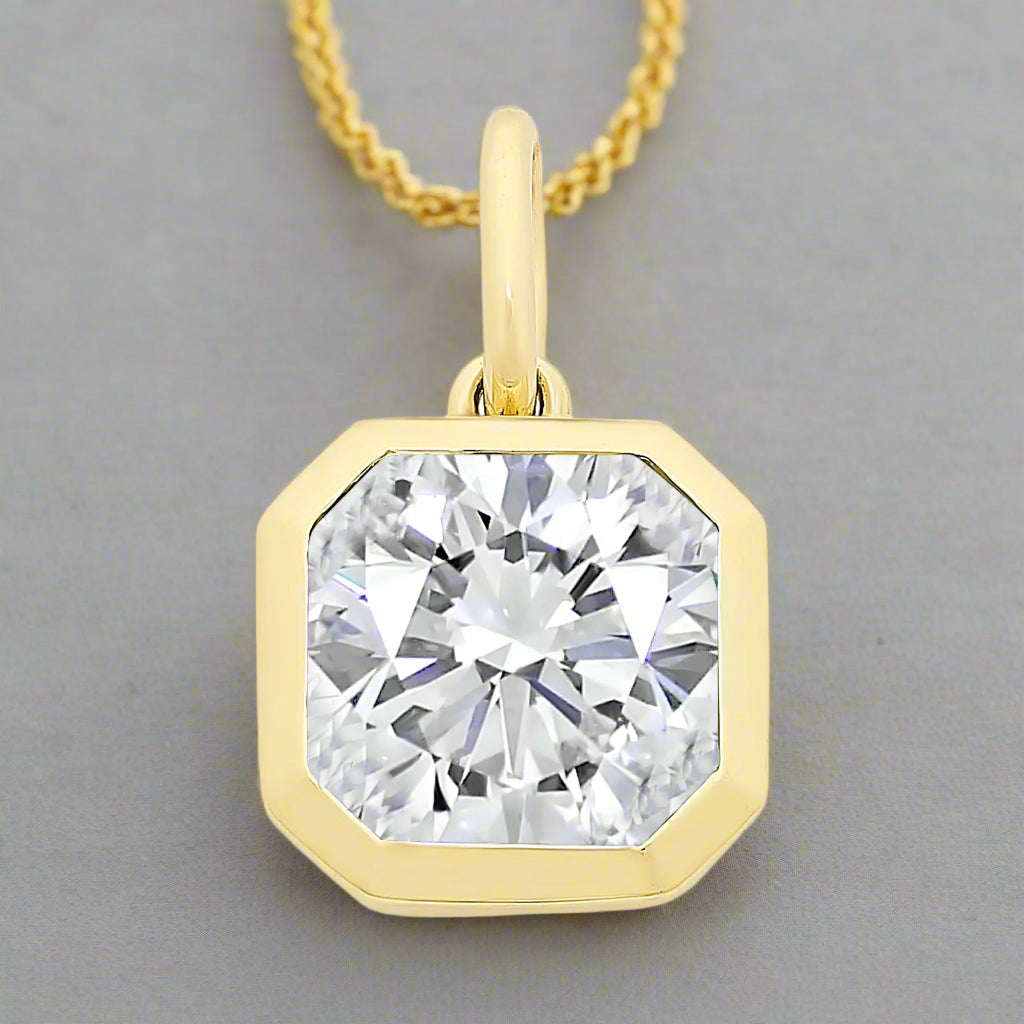 9K Asscher Zirconia  Pendant