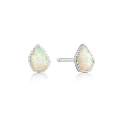 Opal Colour Stud Earrings - Silver