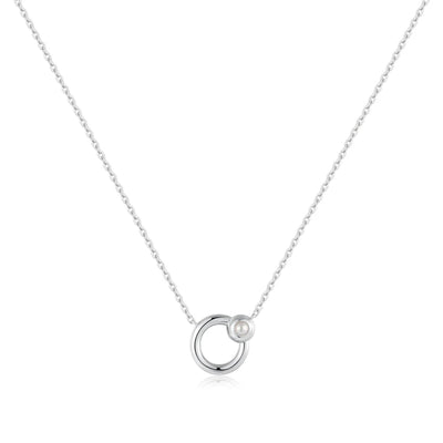 Silver Hoop Freshwater Pearl Necklace