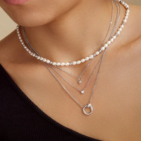 Silver Spheres Chain Necklace