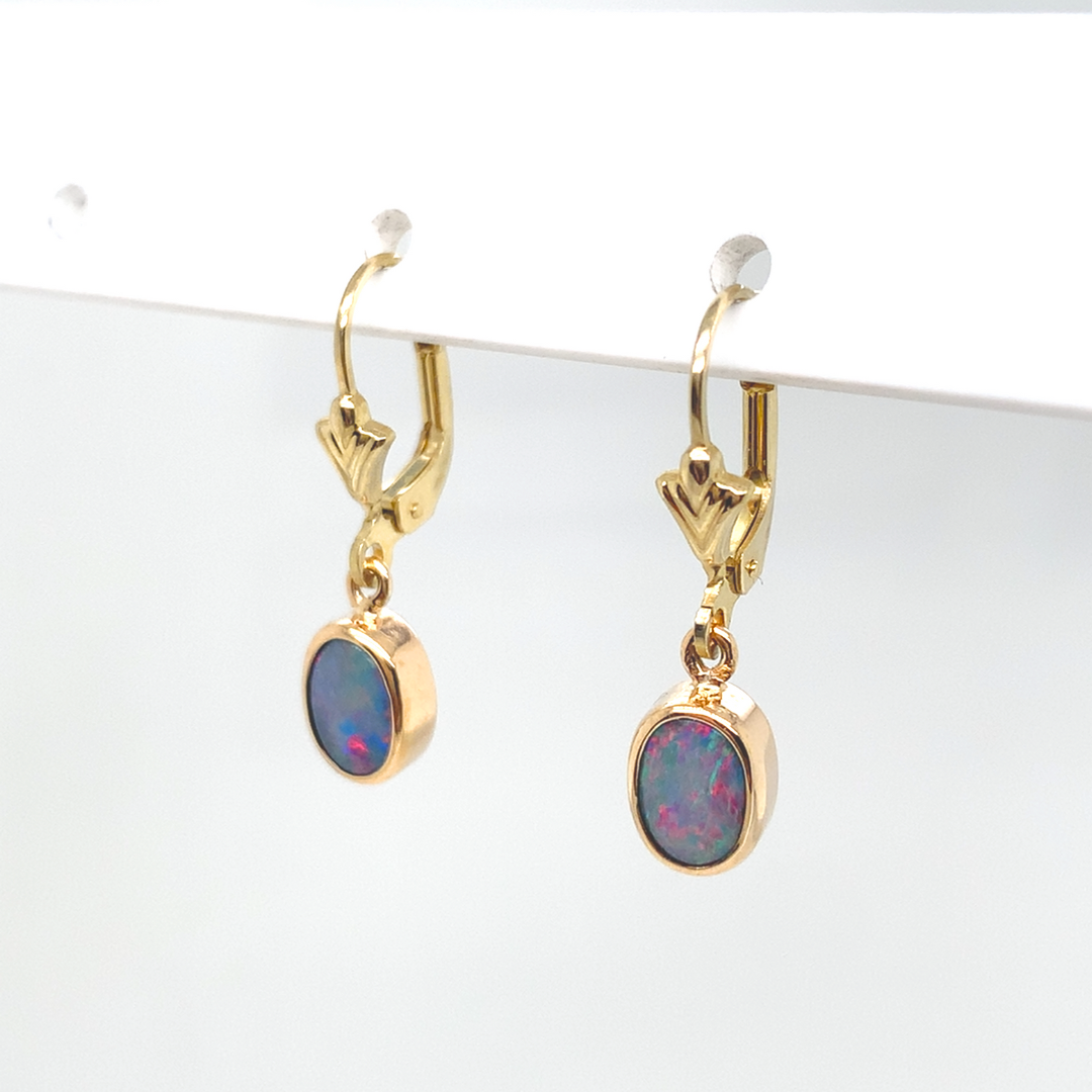 9K Opal Hinge Earrings