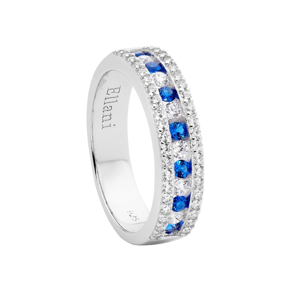 Ellani Anniversary Ring - blue CZ