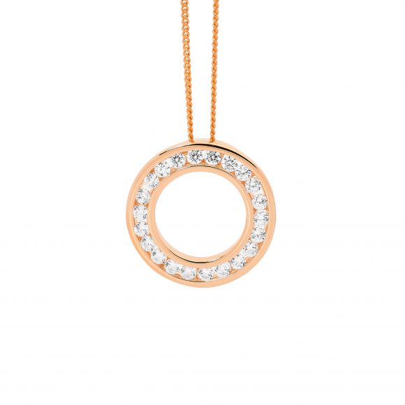 SS RoseGold Plated Circle Pendent