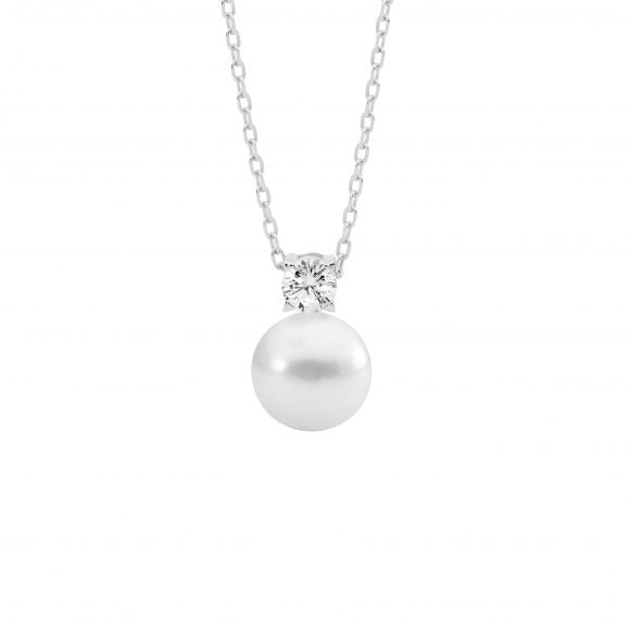 Freshwater pearl & cubic zirconia necklace