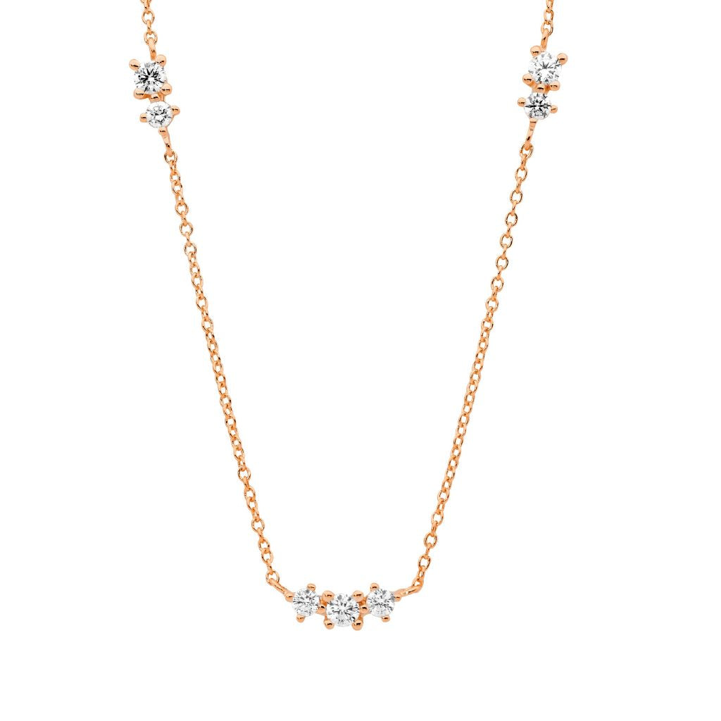 Scatter necklace- rose tone