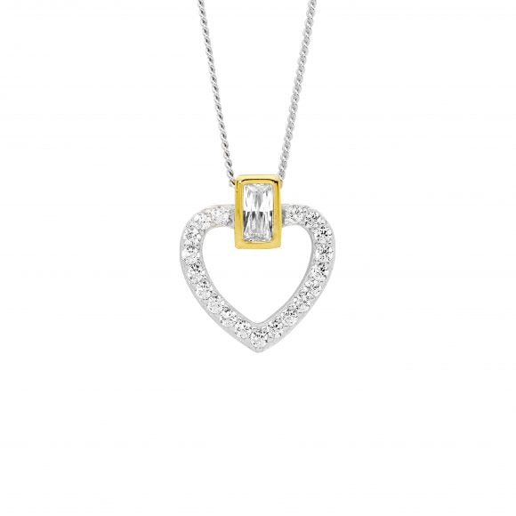 Open Heart Necklace - goldtone