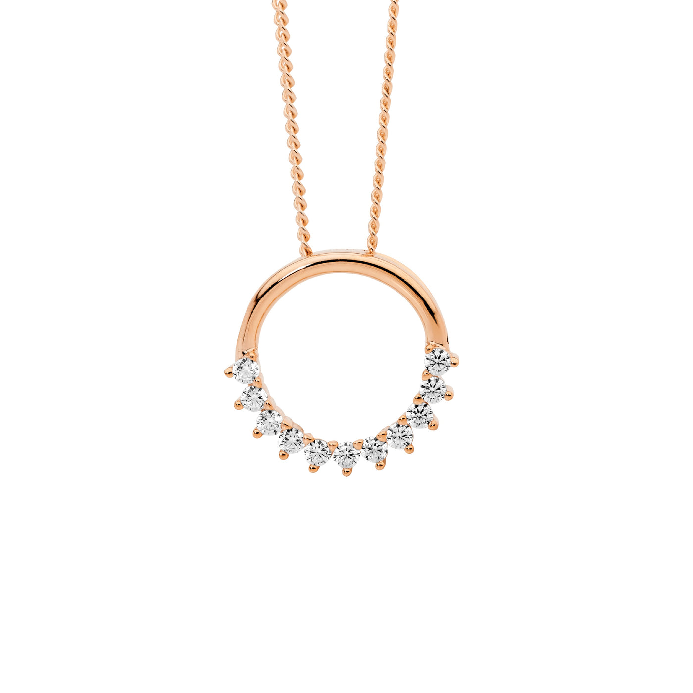 SS Crown Circle Necklet - rosetone